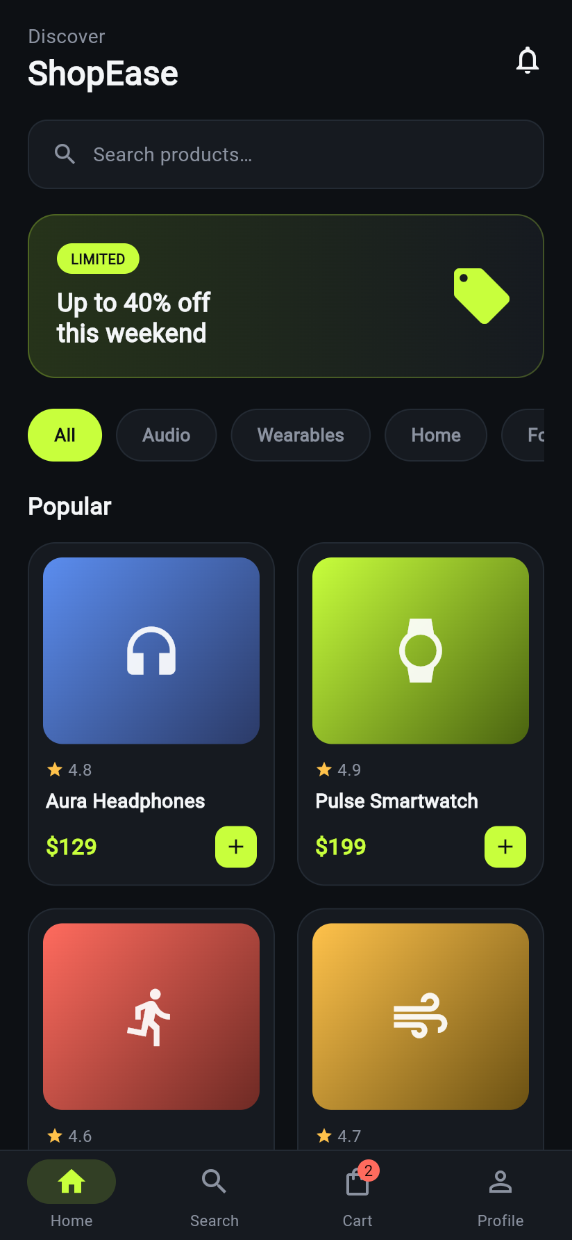 ShopEase app screen